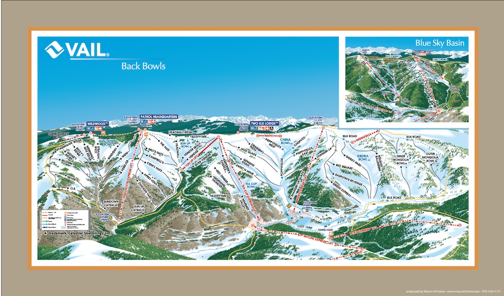 2013 Vail’s Back Bowls Trail Map | Mount-N-Frame